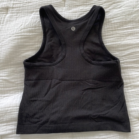 Lululemon cropped training top ribbed charcoal size 4 - Picture 3 of 4